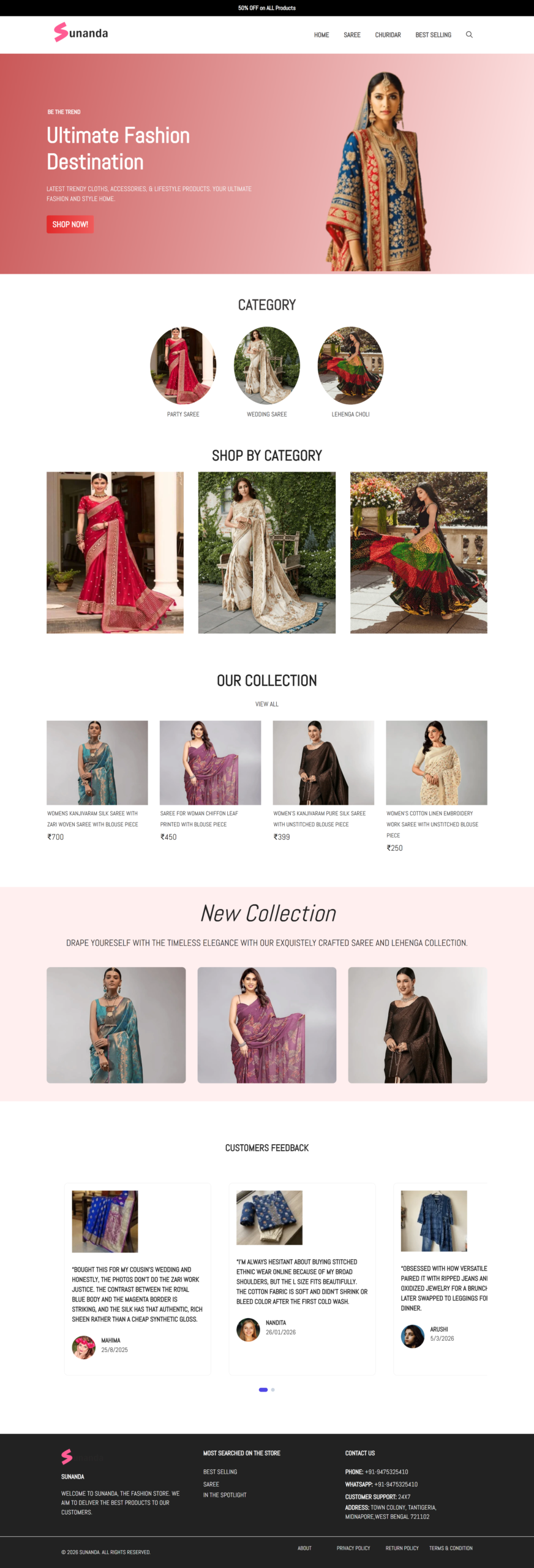 sunanda.online Sunanda Ecommerce Website Design Portfolio
